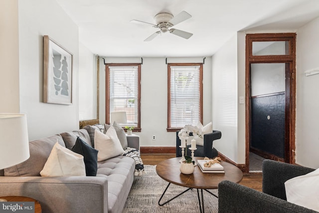 1918 E Albert St, Philadelphia, PA 19125 - living area with wood finished floors and ceiling fan