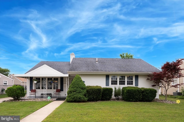 15 Paul Rd, Maple Shade, NJ 08052 - view of front facade featuring a front lawn, a chimney, and a porch
