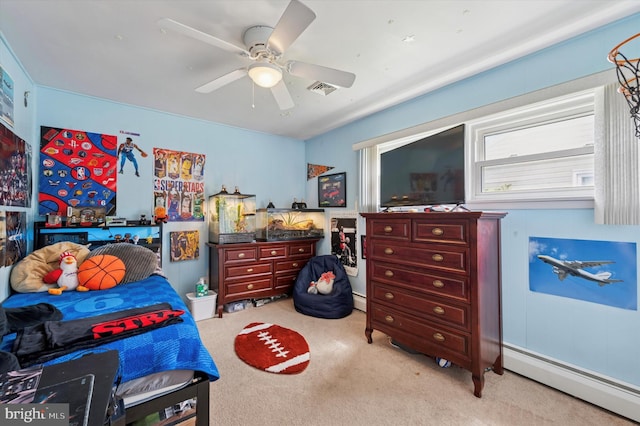 15 Paul Rd, Maple Shade, NJ 08052 - carpeted bedroom with a baseboard radiator and a ceiling fan