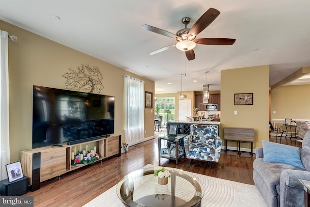 4136 Shanelle Ct Lot 10, Hampstead, MD 21074 - living room with ceiling fan and dark wood-type flooring