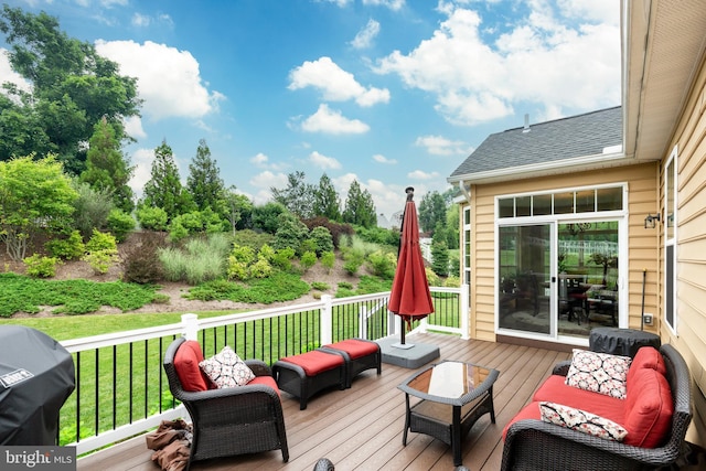 4136 Shanelle Ct Lot 10, Hampstead, MD 21074 - deck featuring area for grilling, a lawn, and an outdoor living space