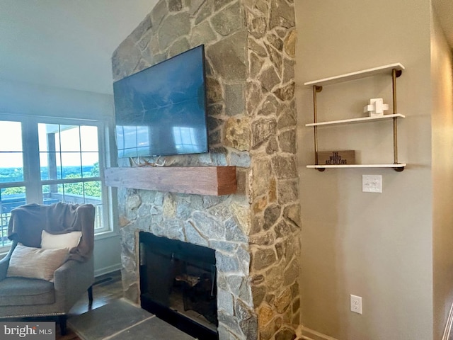 240 Howellsville Rd, Front Royal, VA 22630 - living room with a stone fireplace and vaulted ceiling