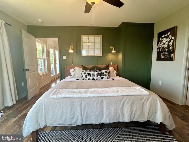 240 Howellsville Rd, Front Royal, VA 22630 - bedroom with dark wood-style flooring and a ceiling fan