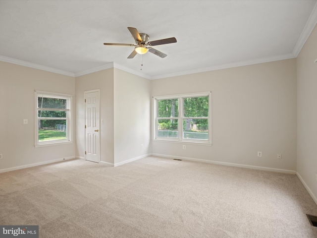 1440 Cedarhurst Rd, Shady Side, MD 20764 - empty room featuring light colored carpet, ceiling fan, and crown molding