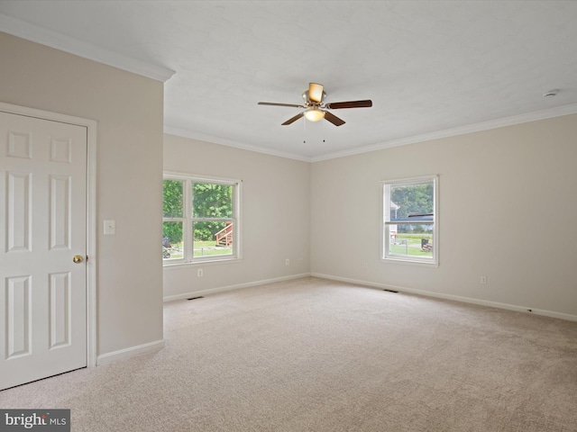 1440 Cedarhurst Rd, Shady Side, MD 20764 - carpeted empty room featuring a ceiling fan and ornamental molding
