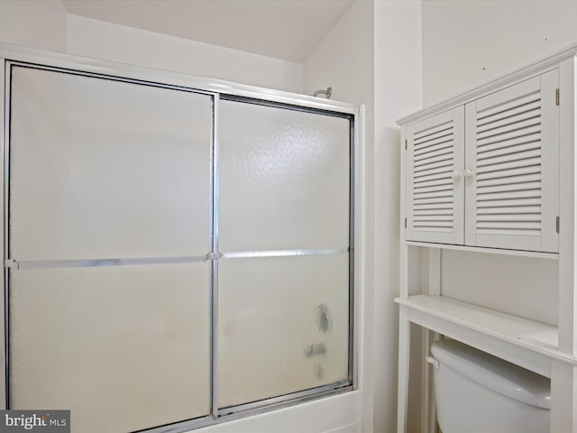 1440 Cedarhurst Rd, Shady Side, MD 20764 - bathroom with toilet and bath / shower combo with glass door