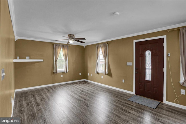 3629 Chestnut St, Reading, PA 19605 - entrance foyer featuring a ceiling fan, crown molding, and wood finished floors