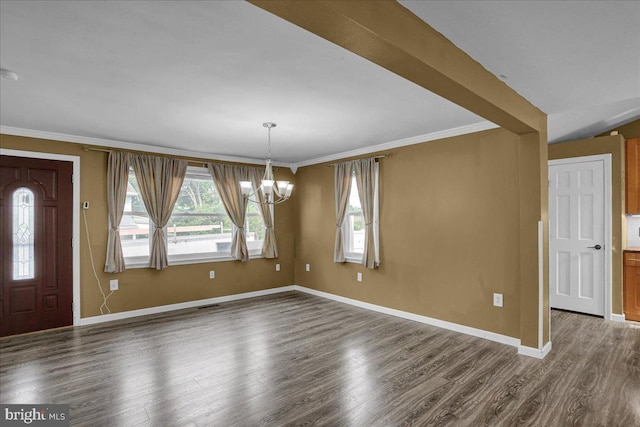 3629 Chestnut St, Reading, PA 19605 - entrance foyer with a chandelier, ornamental molding, and wood finished floors