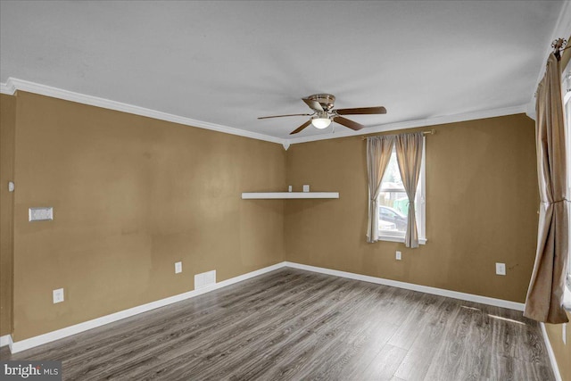 3629 Chestnut St, Reading, PA 19605 - spare room featuring wood finished floors, ceiling fan, and crown molding