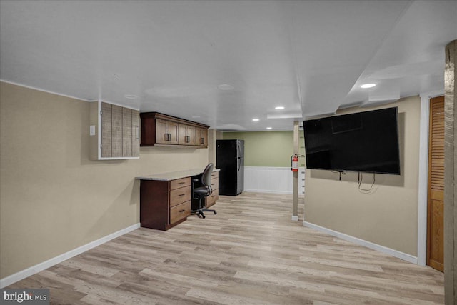 3629 Chestnut St, Reading, PA 19605 - unfurnished office featuring light wood-style flooring, wainscoting, and recessed lighting