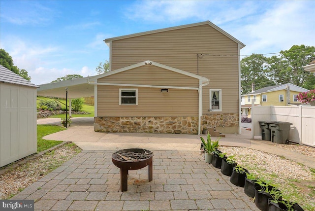 3629 Chestnut St, Reading, PA 19605 - view of patio / terrace with an outdoor fire pit and an outdoor structure