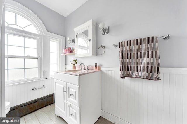 824 Lindale Ave, Drexel Hill, PA 19026 - bathroom featuring wainscoting and vanity