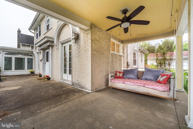 824 Lindale Ave, Drexel Hill, PA 19026 - view of patio / terrace with ceiling fan and french doors