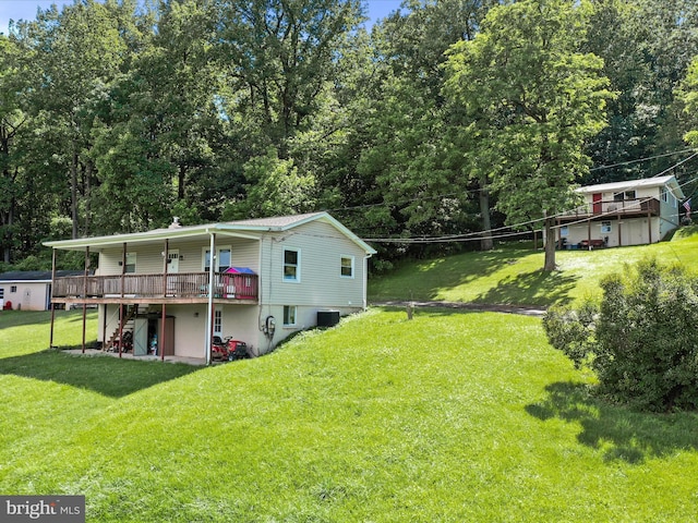 37AND41 Headwaters Rd, Chester Gap, VA 22623 - view of green lawn with a deck