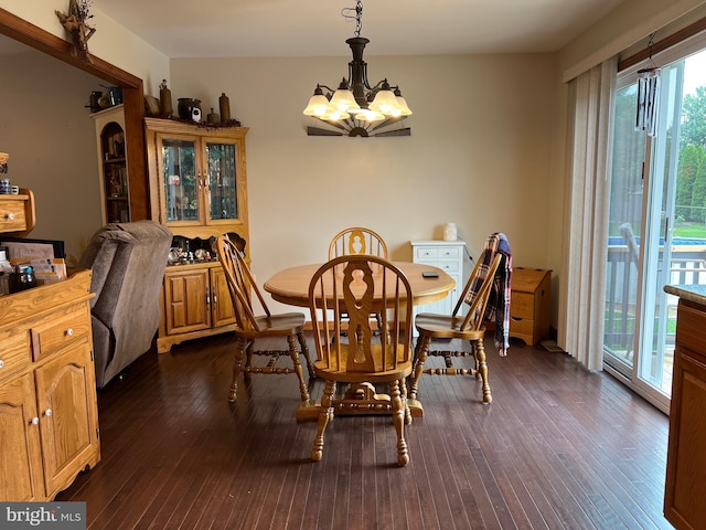 10474 Mapleton Rd, Shippensburg, PA 17257 - dining room featuring a chandelier, healthy amount of natural light, and dark wood finished floors