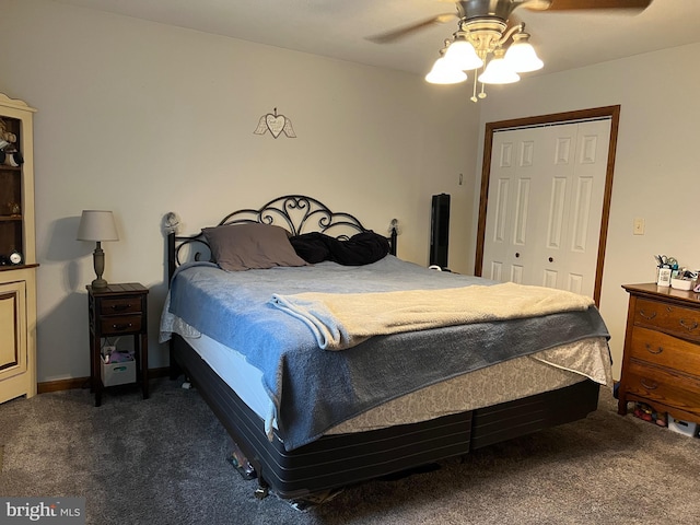 10474 Mapleton Rd, Shippensburg, PA 17257 - bedroom featuring dark colored carpet, a closet, and ceiling fan