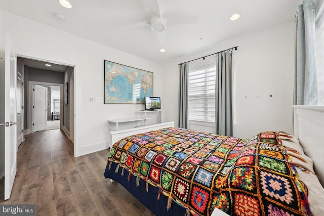 11336 Emerald Park Rd, Potomac, MD 20854 - bedroom featuring wood finished floors, recessed lighting, and ceiling fan