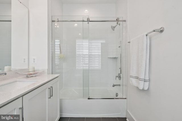 11336 Emerald Park Rd, Potomac, MD 20854 - bathroom with vanity, shower / bath combination with glass door, and tile patterned flooring
