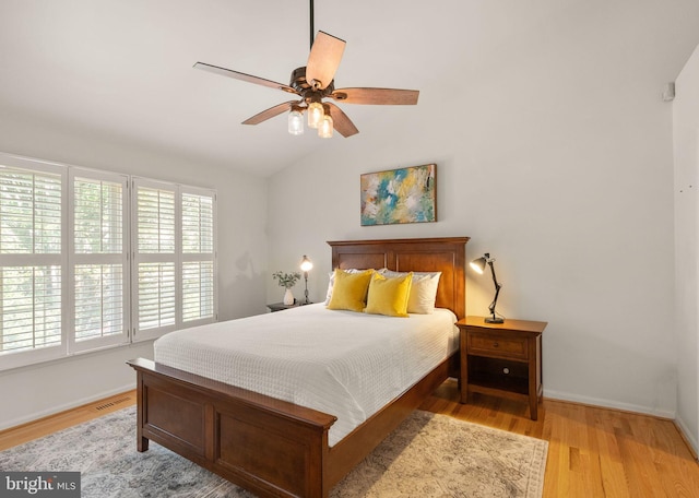 6498 Milva Ln, Springfield, VA 22150 - bedroom featuring light wood finished floors, vaulted ceiling, and a ceiling fan