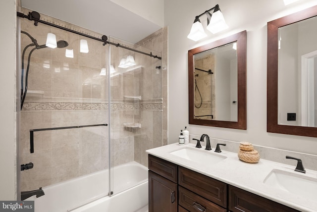 6498 Milva Ln, Springfield, VA 22150 - full bath featuring double vanity and bath / shower combo with glass door