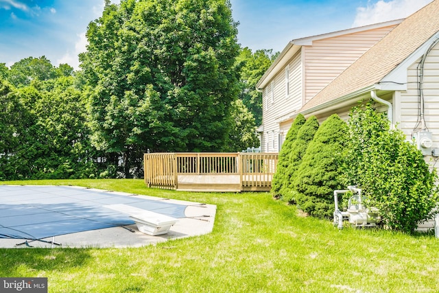 330 N Liberty St, Coopersburg, PA 18036 - view of grassy yard with a deck and a covered pool