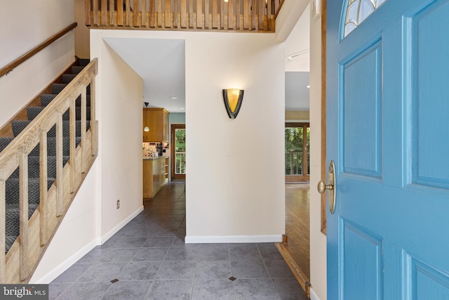 39 Haymarket Ln, Bryn Mawr, PA 19010 - foyer with stairs and recessed lighting