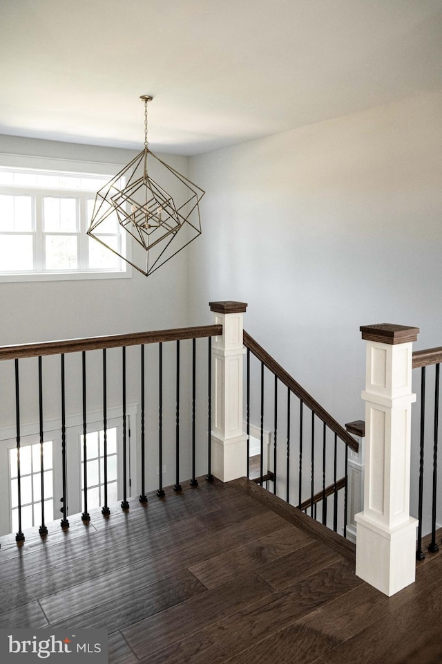 103 Wateredge Ln, Fredericksburg, VA 22406 - stairway with wood finished floors and a chandelier