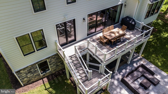 103 Wateredge Ln, Fredericksburg, VA 22406 - deck featuring grilling area, stairway, and outdoor dining space