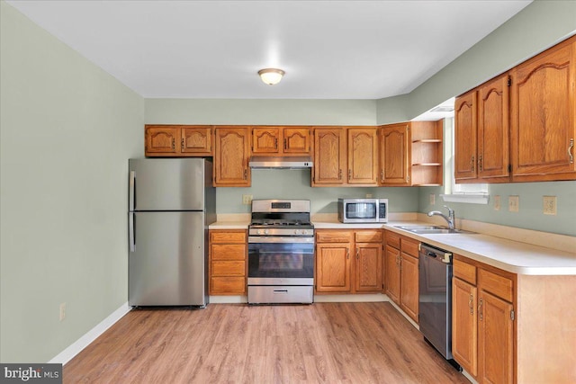 725 Logan Ave, Deptford, NJ 08096 - kitchen featuring appliances with stainless steel finishes, under cabinet range hood, light countertops, and light wood-style floors