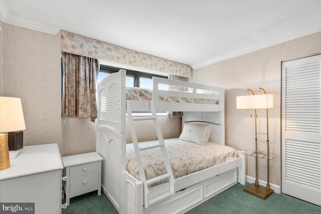 906 S Edgewater House Rd Unit 906S, Bethany Beach, DE 19930 - carpeted bedroom with crown molding and wallpapered walls