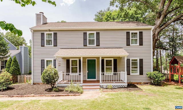 1632 Farm Brook Pl, Charlottesville, VA 22901 - view of front of home with covered porch and a chimney