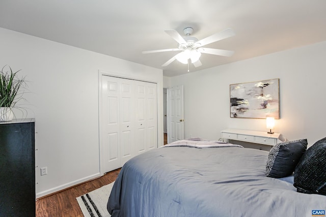 1632 Farm Brook Pl, Charlottesville, VA 22901 - bedroom featuring dark wood-style floors, a closet, and ceiling fan