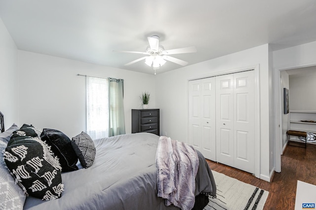 1632 Farm Brook Pl, Charlottesville, VA 22901 - bedroom with a closet, wood finished floors, and a ceiling fan
