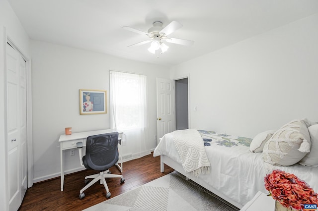 1632 Farm Brook Pl, Charlottesville, VA 22901 - bedroom with wood finished floors, a closet, and a ceiling fan