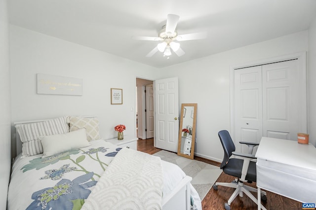 1632 Farm Brook Pl, Charlottesville, VA 22901 - bedroom with wood finished floors, a closet, a desk, and ceiling fan