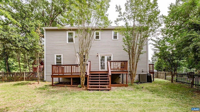 1632 Farm Brook Pl, Charlottesville, VA 22901 - back of house with a fenced backyard, a wooden deck, and stairway