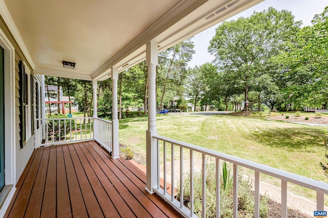 1632 Farm Brook Pl, Charlottesville, VA 22901 - porch featuring a lawn and view of wooded area