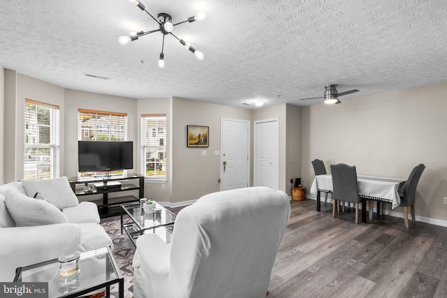 50 Amberstone Ct, Annapolis, MD 21403 - living room with a textured ceiling, wood finished floors, and a chandelier