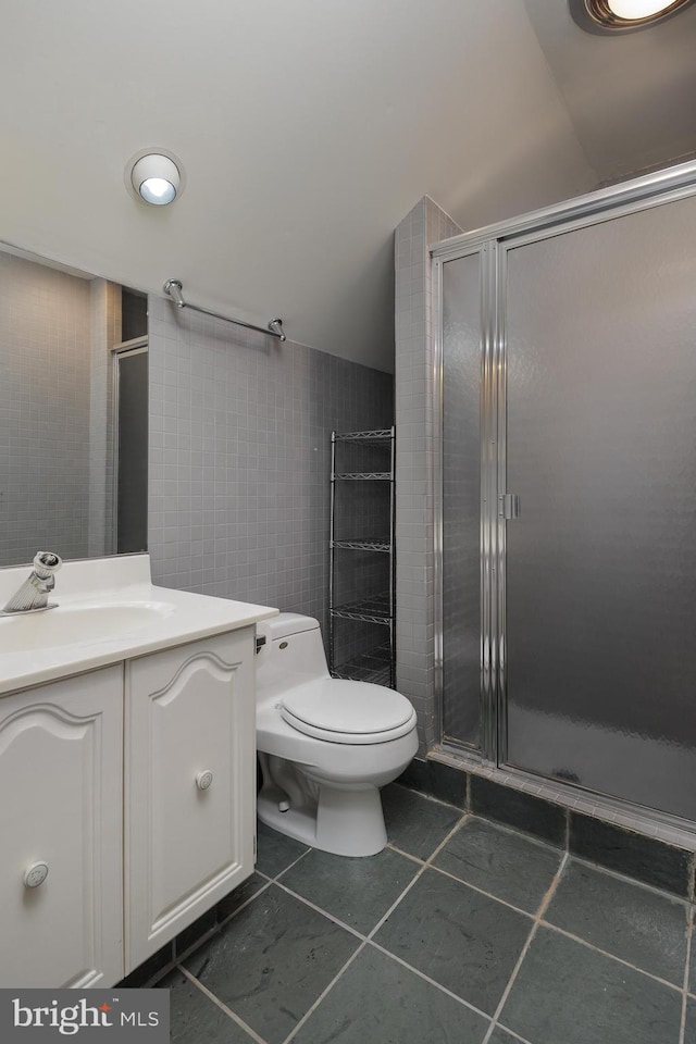 6708 Langston Blvd Unit A, Arlington, VA 22205 - full bathroom featuring vanity, tile patterned flooring, and a shower stall