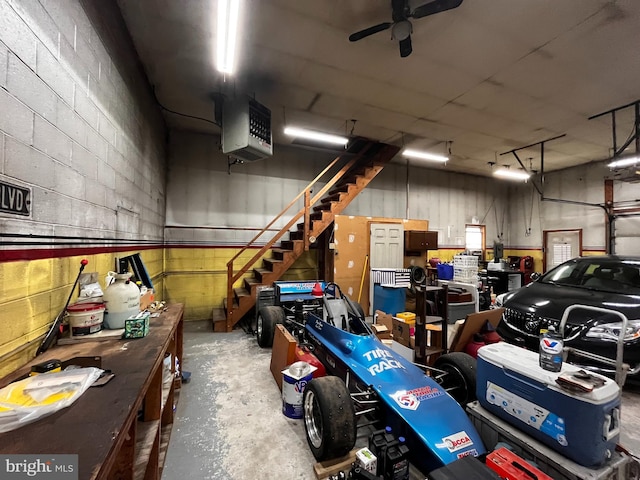636 Pigeon Creek Rd, Pottstown, PA 19465 - garage featuring a heating unit and ceiling fan