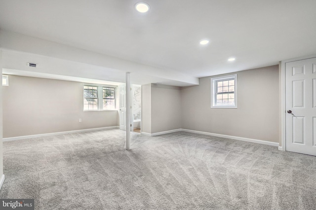 202 Piping Rock Dr, Silver Spring, MD 20905 - basement featuring carpet flooring, recessed lighting, and healthy amount of natural light