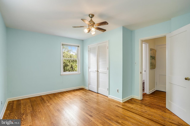4004 Beecher St NW Unit 304, Washington, DC 20007 - unfurnished bedroom with a closet, wood finished floors, and ceiling fan