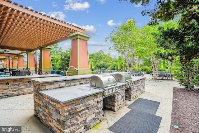 130 Ambrose Ln, Fredericksburg, VA 22406 - view of patio featuring exterior kitchen, a pergola, and a bar