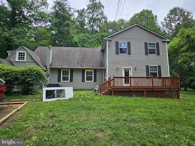 2914 Hunter Rd, Fairfax, VA 22031 - rear view of property featuring a deck and a lawn