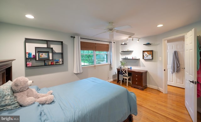 496 Black Swan Ln, Berwyn, PA 19312 - bedroom with light wood-type flooring, recessed lighting, and ceiling fan