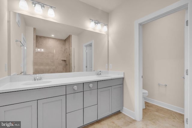 9660 Fields Rd Unit 9660, Gaithersburg, MD 20878 - bathroom with double vanity, tiled shower, and tile patterned floors
