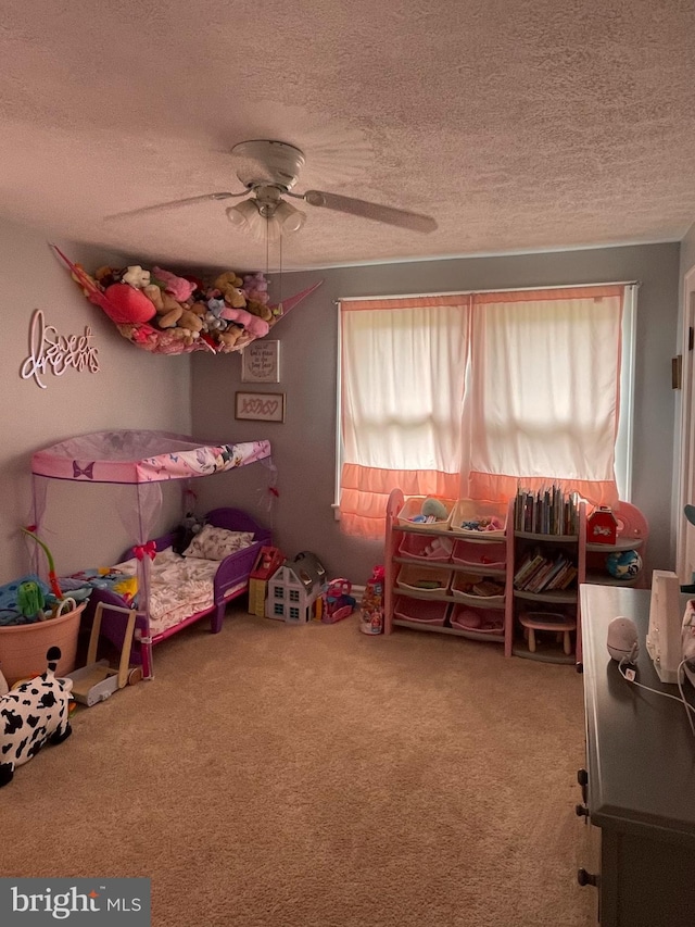 433 Williams St, Cumberland, MD 21502 - carpeted bedroom with multiple windows, a textured ceiling, and ceiling fan