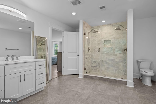 4245 Mechanicsville Rd, Doylestown, PA 18902 - full bath featuring vanity, a shower stall, ensuite bath, and recessed lighting