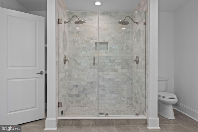 4245 Mechanicsville Rd, Doylestown, PA 18902 - bathroom with a shower stall, tile patterned flooring, and recessed lighting