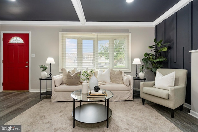 105 Concove Way, Havre De Grace, MD 21078 - living room featuring ornamental molding and wood finished floors